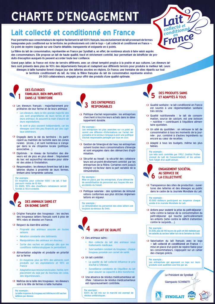 Charte engagement lait collecté et conditionné en France
